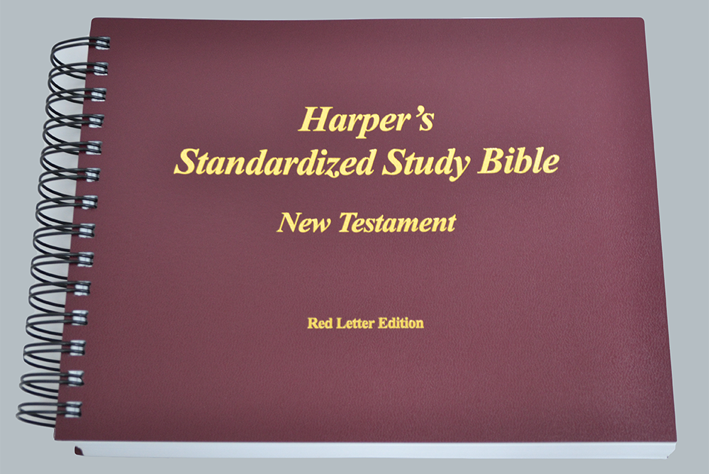 A spiral bond Harper’s Standardized Study Bible Red Letter Edition