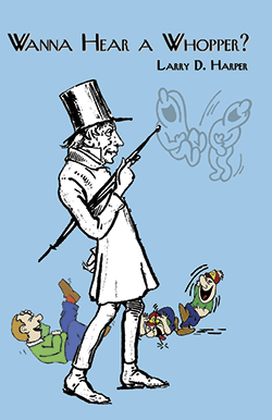 Wanna Hear a Whopper? booklet Old man soren kierkegaard wearing top hat walking while three people are laughing on the ground